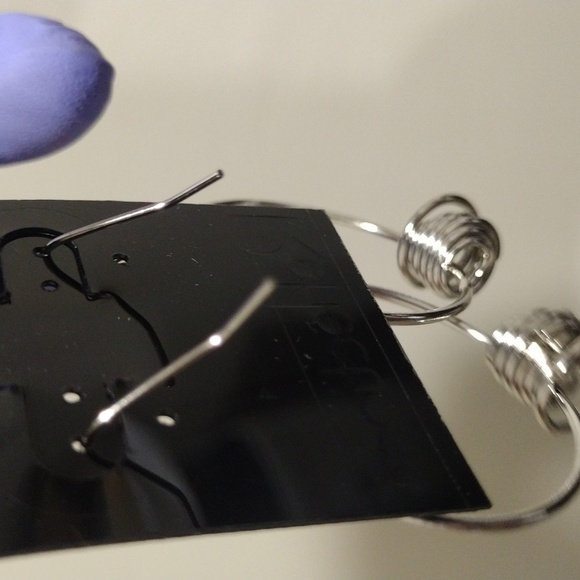 Women's Polished Silver-tone Hoops Design Drop Dangle Earrings - 2.25-inch - Picture 4 of 4